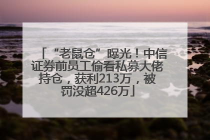 “老鼠仓”曝光！中信证券前员工偷看私募大佬持仓，获利213万，被罚没超426万