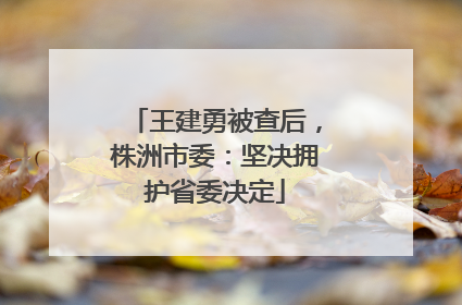 王建勇被查后，株洲市委：坚决拥护省委决定