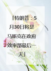 特朗普：5月30日将是马斯克在政府效率部最后一天