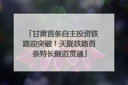 甘肃首条自主投资铁路迎突破！天陇铁路首条特长隧道贯通