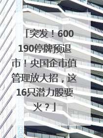 突发！600190停牌预退市！央国企市值管理放大招，这16只潜力股要火？