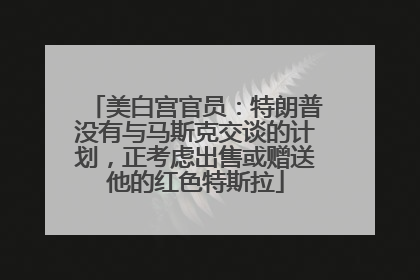美白宫官员：特朗普没有与马斯克交谈的计划，正考虑出售或赠送他的红色特斯拉