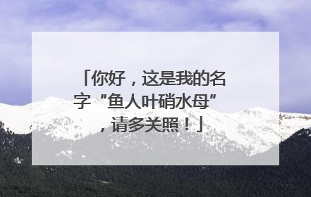 你好，这是我的名字“鱼人叶硝水母”，请多关照！