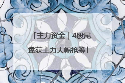主力资金｜4股尾盘获主力大幅抢筹