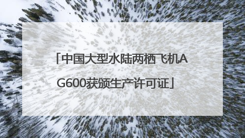 中国大型水陆两栖飞机AG600获颁生产许可证