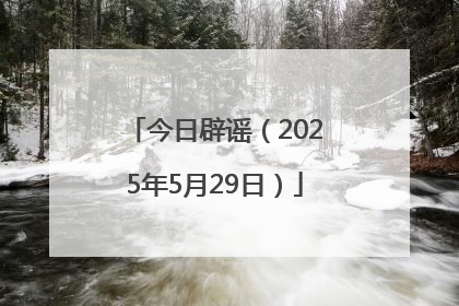 今日辟谣（2025年5月29日）