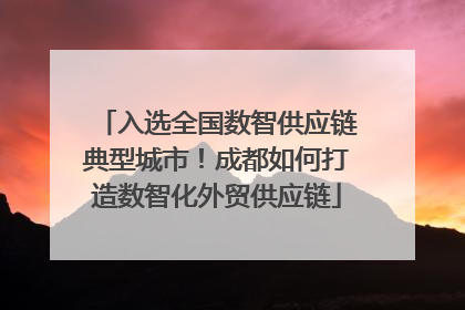 入选全国数智供应链典型城市！成都如何打造数智化外贸供应链