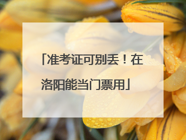 准考证可别丢！在洛阳能当门票用