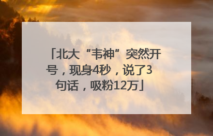 北大“韦神”突然开号，现身4秒，说了3句话，吸粉12万