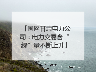 国网甘肃电力公司：电力交易含“绿”量不断上升