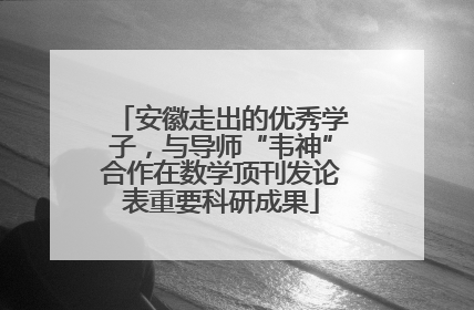 安徽走出的优秀学子，与导师“韦神”合作在数学顶刊发论表重要科研成果