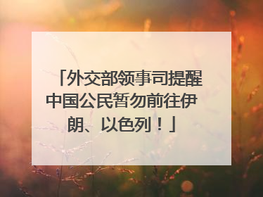 外交部领事司提醒中国公民暂勿前往伊朗、以色列！