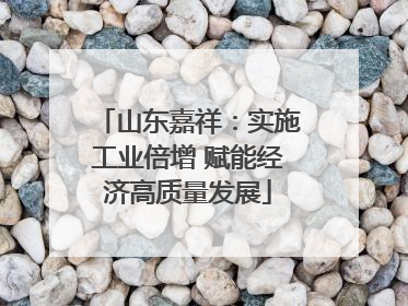 山东嘉祥：实施工业倍增 赋能经济高质量发展