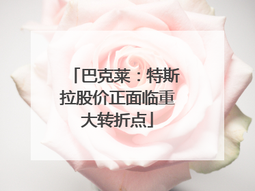 巴克莱：特斯拉股价正面临重大转折点