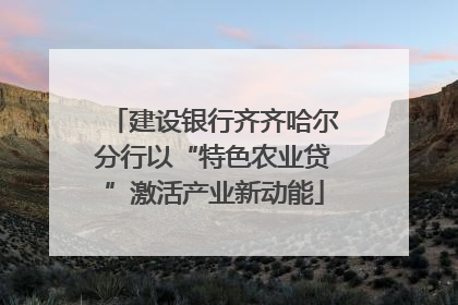 建设银行齐齐哈尔分行以“特色农业贷”激活产业新动能