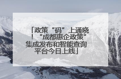 政策“码”上通晓！“成都惠企政策”集成发布和智能查询平台今日上线
