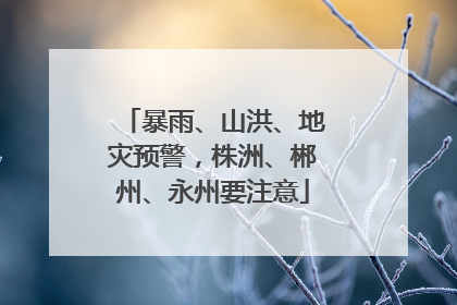 暴雨、山洪、地灾预警，株洲、郴州、永州要注意