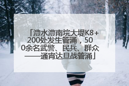 澧水澧南垸大堤K8+200处发生管涌，500余名武警、民兵、群众——通宵达旦战管涌