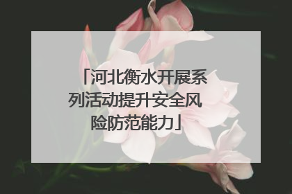 河北衡水开展系列活动提升安全风险防范能力