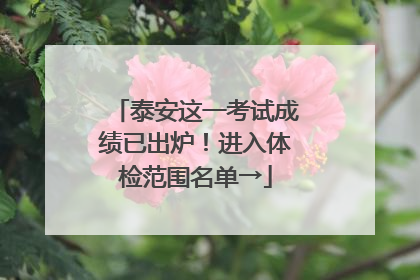 泰安这一考试成绩已出炉！进入体检范围名单→