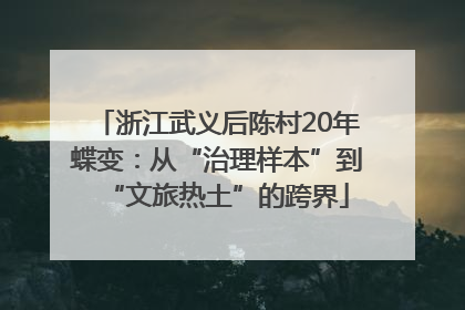 浙江武义后陈村20年蝶变：从“治理样本”到“文旅热土”的跨界