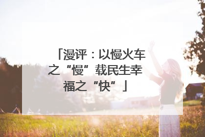 漫评：以慢火车之“慢”载民生幸福之“快”
