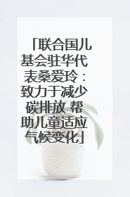联合国儿基会驻华代表桑爱玲：致力于减少碳排放 帮助儿童适应气候变化