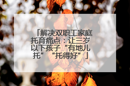 解决双职工家庭托育痛点：让三岁以下孩子“有地儿托”“托得好”