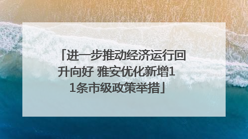 进一步推动经济运行回升向好 雅安优化新增11条市级政策举措