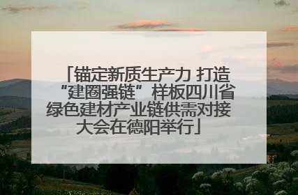 锚定新质生产力 打造“建圈强链”样板四川省绿色建材产业链供需对接大会在德阳举行