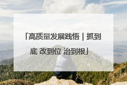 高质量发展践悟｜抓到底 改到位 治到根