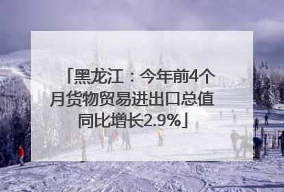 黑龙江：今年前4个月货物贸易进出口总值同比增长2.9%