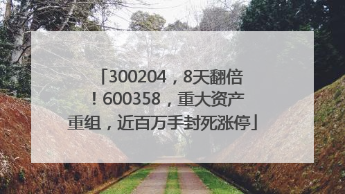 300204，8天翻倍！600358，重大资产重组，近百万手封死涨停