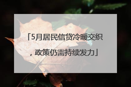 5月居民信贷冷暖交织，政策仍需持续发力